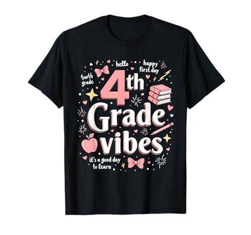 Vibes Coquette Bow Lehrerin für Mädchen der 4. Klasse T-Shirt Vibes Coquette Bow Lehrerin für Mädchen der 4. Klasse T-Shirt von Magically First Grade Unicorn Back to School Gift