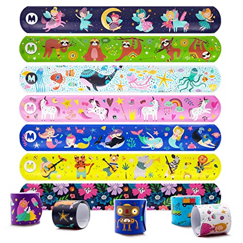 Magicat Premium 12er Schnapparmband Kinder Set I Klatscharmband I Jungen und Mädchen Mitgebsel und Mitbringsel Kindergeburtstag I Snap Armband Geschenke I Einhorn, Roboter, Prinzessin und andere von Magicat