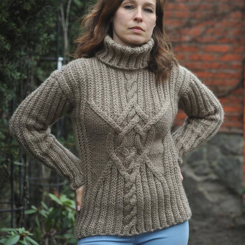 Damen Wolle Pullover Zopfmuster Rollkragenpullover von MagicclewByLesia