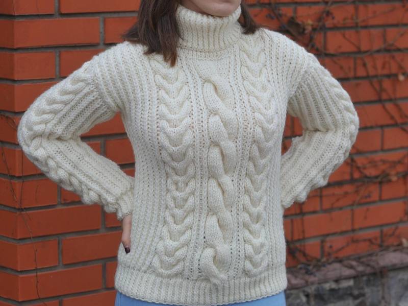 Wolle Zopfmuster Pullover Damen Winterpullover von MagicclewByLesia