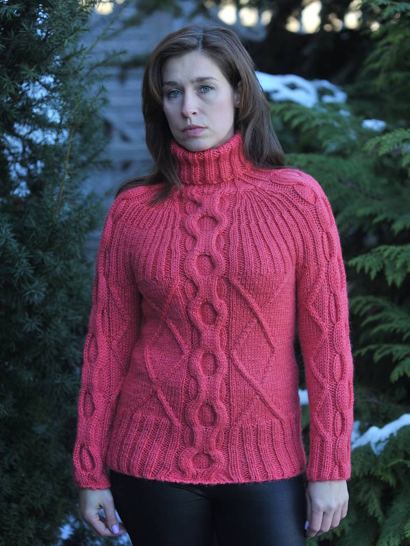 Wolle Zopfmuster Pullover Rollkragenpullover Damen Alpaka von MagicclewByLesia