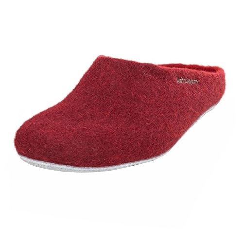 Magicfelt Filz-Hausschuh AP 701 aus Reiner Merino-Wolle | Pantoffeln für Damen & Herren mit Rutschfester Ledersohle - Unisex Schlappen für Erwachsene Chianti | 36 von Magicfelt