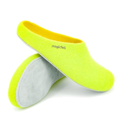 Magicfelt Filz-Hausschuh AP 701 aus reiner Merino-Wolle | Pantoffeln für Damen & Herren Lemon, 39 von Magicfelt