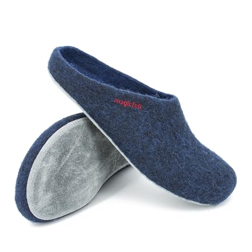 Magicfelt Filz-Hausschuh AP 701 aus reiner Merino-Wolle | Pantoffeln für Damen & Herren Midnight, 44 von Magicfelt