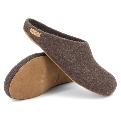 Magicfelt Filz-Hausschuh 713 - Damen & Herren Pantoffeln aus 100% Schurwolle Bergschaf Braun, 39 von Magicfelt