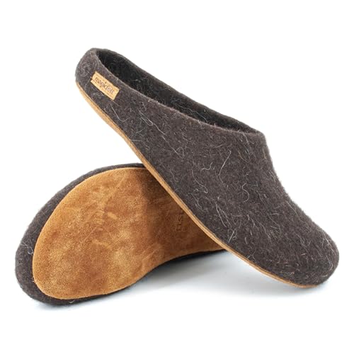 Magicfelt Filz-Hausschuh 713 - Damen & Herren Pantoffeln aus 100% Schurwolle Schweizer Juraschaf, 39 von Magicfelt