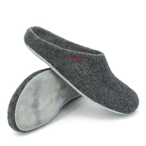 Magicfelt Filz-Hausschuh AP 701 aus reiner Merino-Wolle | Pantoffeln für Damen & Herren Anthra, 39 von Magicfelt