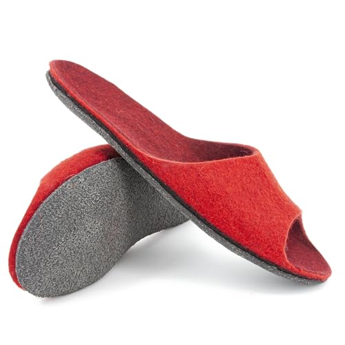 Magicfelt Filz-Sandale ST 722 für Damen - aus 100% Merino-Wolle Rubin, 41 von Magicfelt