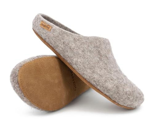 Magicfelt Filzhausschuh AR 728 Rare wools - Damen & Herren Pantoffeln | Hochwertiger Hausschuh - anatomisch geformtes Fußbett - rutschfeste Ledersohle Alpaka | 42 von Magicfelt