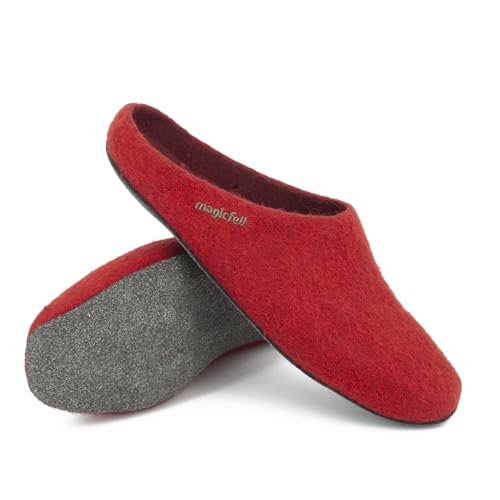 Magicfelt Filzhausschuh JU 720 für Damen & Herren - aus 100% Merino-Wolle Rubin, 38 von Magicfelt