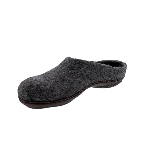 Magicfelt Filzhausschuh PO 737 für Damen & Herren - aus Wolle seltener Schafrassen | Pantoffeln mit Rutschfester Gummi-Sohle | Unisex Hausschuh Tiroler Steinschaf | 42 von Magicfelt