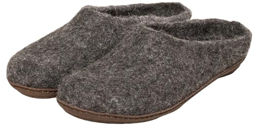 Magicfelt Filzhausschuh PO 737 für Damen & Herren - aus 100% Wolle seltener Schafrassen Tiroler Steinschaf, 40 von Magicfelt
