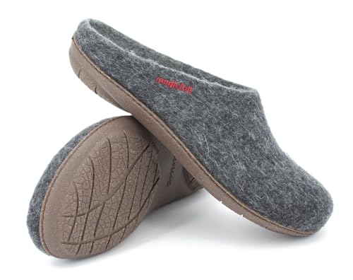 Magicfelt 736 Filzpantoffel für Damen & Herren aus 100% Merinowolle Anthra, 43 von Magicfelt