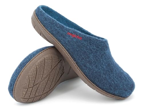 Magicfelt 736 Filzpantoffel für Damen & Herren aus 100% Merinowolle Dark Petrol, 41 von Magicfelt