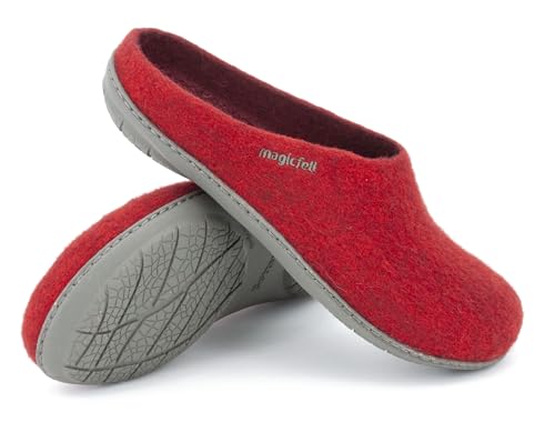 Magicfelt 736 Filzpantoffel für Damen & Herren aus 100% Merinowolle Rubin, 44 von Magicfelt