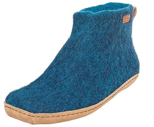 Magicfelt Hüttenschuh EO 730 - Filz-Hausschuhe aus Reiner Merinowolle - Damen & Herren Wollschuhe mit Ledersohle und anatomischen Fußbett Polar | 38 von Magicfelt