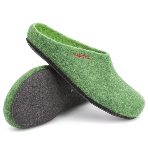 Magicfelt Hausschuhe 709 für Damen & Herren - aus 100% Merino-Wolle Dark Green, 37 von Magicfelt