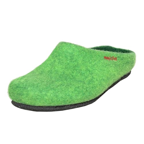 Magicfelt Hausschuhe AN709 für Damen & Herren - natürliche zweifärbige Merinowolle | Pantoffeln mit Rutschfester anatomischer Sohle | Unisex Filzpantoffeln Green | 40 von Magicfelt