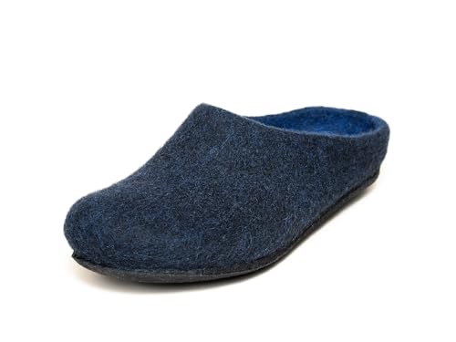 Magicfelt Hausschuhe AN709 für Damen & Herren - natürliche zweifärbige Merinowolle | Pantoffeln mit Rutschfester anatomischer Sohle | Unisex Filzpantoffeln Midnight | 40 von Magicfelt