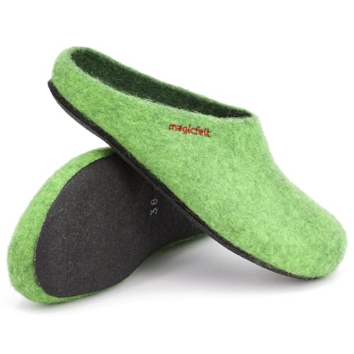 Magicfelt Hausschuhe 709 für Damen & Herren - aus 100% Merino-Wolle Green, 37 von Magicfelt