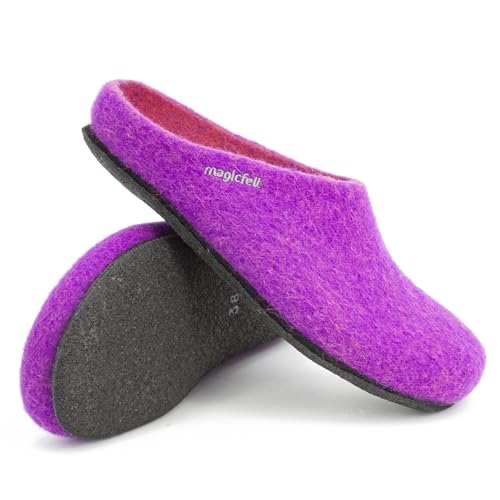 Magicfelt Hausschuhe 709 für Damen & Herren - aus 100% Merino-Wolle Purple, 36 von Magicfelt