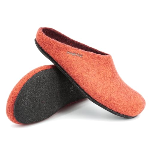 Magicfelt Hausschuhe 709 für Damen & Herren - aus 100% Merino-Wolle Salmon, 45 von Magicfelt