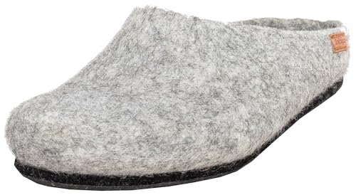 Magicfelt at 719 Filz-Hausschuh - Hausschuh für Damen & Herren | Unisex Wollschuhe - 100% ungefärbte Wolle seltener Schafrassen - rutschfeste Filzsohle Gotlandschaf Hellgrau | 36 von Magicfelt