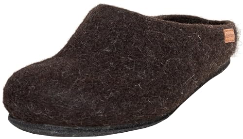 Magicfelt at 719 Filz-Hausschuh - Hausschuh für Damen & Herren | Unisex Wollschuhe - 100% ungefärbte Wolle seltener Schafrassen - rutschfeste Filzsohle Juraschaf Schwarz | 40 von Magicfelt