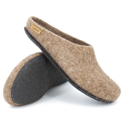 Magicfelt AT 719 Filz-Hausschuh - für Damen & Herren | Pantoffel aus 100% Schurwolle Shetlandschaf Braun, 42 von Magicfelt