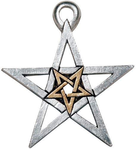 Doppelt Pentagramm - kann sein befugt sind zur stützung jeden magischer purpose - anhänger halskette verziertes in silber, gold und Swarovski Strass von Magickal Pentagrams