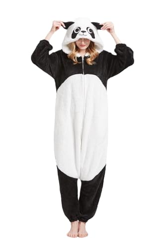 Magicmode Unisex Pyjamas Jumpsuit Tierkostüm Panda Arktischer Samt Onesie Damen Herren Karneval Nachtwäsche von Magicmode