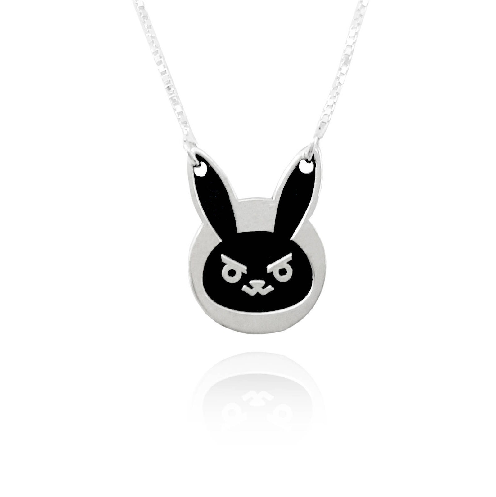 Overwatch-Anhänger, Süße Hase Halskette, Kaninchen D.va Charme, Diva Overwatch, Sterling Silber 925, Charme Geschenk von MagictouchArt