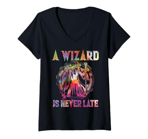 Damen A Wizard is Never Late T-Shirt mit V-Ausschnitt Damen A Wizard is Never Late T-Shirt mit V-Ausschnitt von Magie Zaubern Geschenk Designs