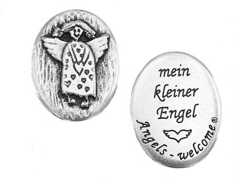 Engelsmünze, Versilbert Schutzengel Glücksbringer - Handschmeichler Engels Talisman Mit Spruch "Mein Kleiner Engel" Taufe von MagischeWeltAvalon