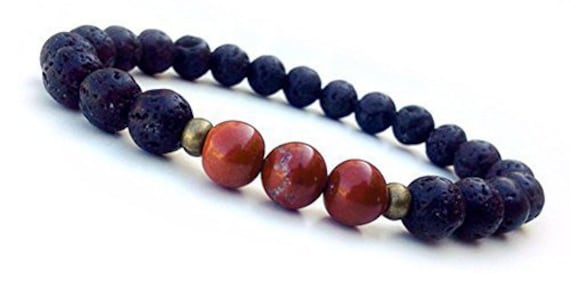 Lavastein Edelstein-Armband - Roter Jaspis/Heilstein von MagischeWeltAvalon