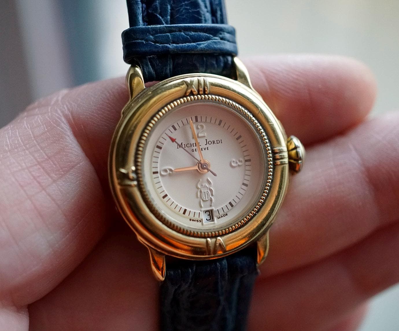 Michel Jordi Vintage Luxus Armbanduhr Skarabäuskäfer Quarz Swiss 1991 Ohne Box von MagischeWeltAvalon