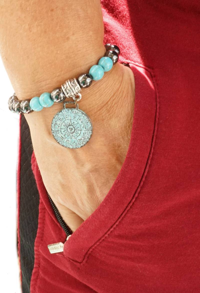 Sunje Hämatit Edelstein-Armband Aus Naturstein Mit Türkis Und Alte Münze von MagischeWeltAvalon