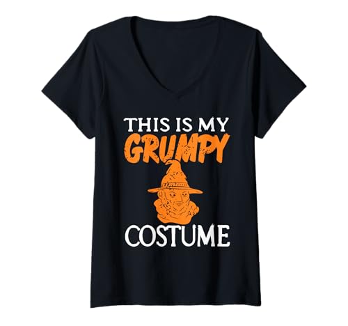 Damen Mürrischer Humor Waldgnom Lustiger Halloweencharakter T-Shirt mit V-Ausschnitt Damen Mürrischer Humor Waldgnom Lustiger Halloweencharakter T-Shirt mit V-Ausschnitt von Magischer Launischer Waldfreunde Club