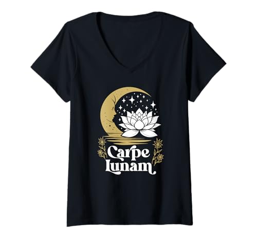 Damen Carpe Lunam - Yoga Meditation Entspannung Inspiration T-Shirt mit V-Ausschnitt Damen Carpe Lunam - Yoga Meditation Entspannung Inspiration T-Shirt mit V-Ausschnitt von Maglia Yoga Meditazione Relax