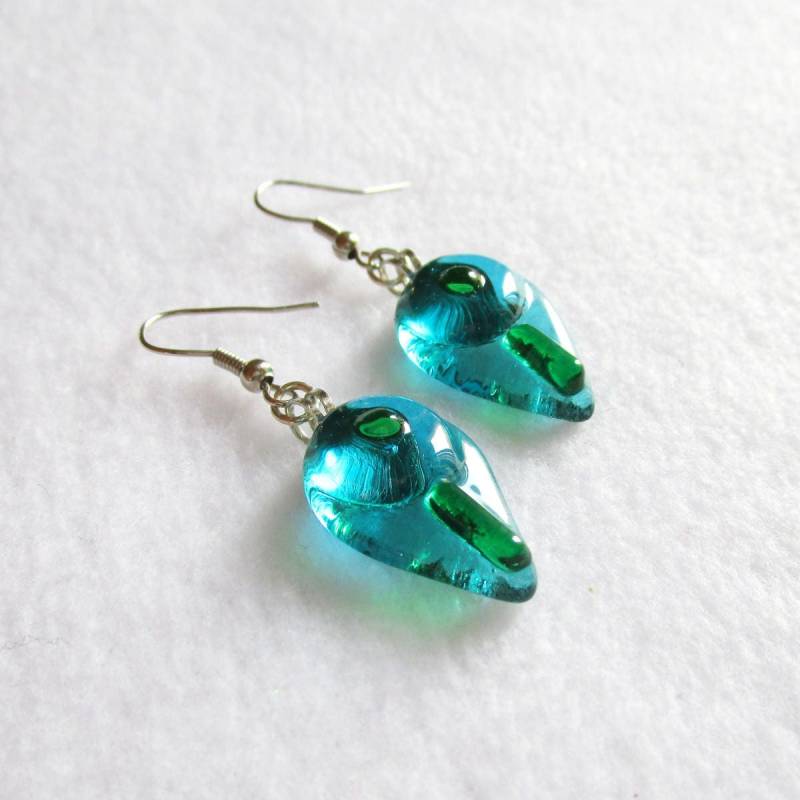 Murano Glas Ohrringe Blau Und Grün, Juwel in Geschmolzenem Glas, Einzigartiges Geschenk Für Frau Oder Mädchen, Anhänger Mit Haken Ohne Nickel von MagmaVetriArtistici
