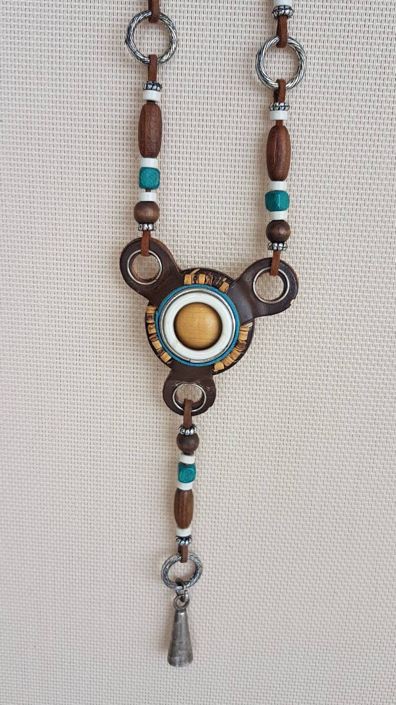 Handgemachte Perlenkette, Türkise Und Braune Halskette, Lariat & Y Halskette, Unikat Schmuck, Boho Hippie Halsketten von MagmaraCreations