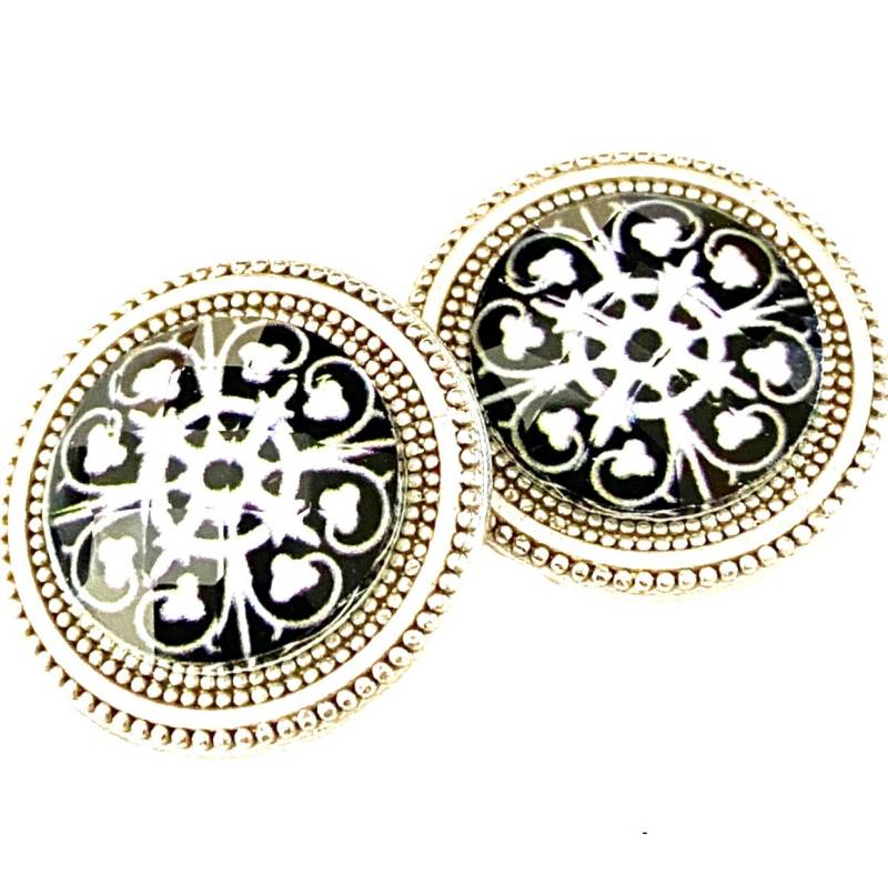 Black & White Mandala Ll Magnet Pullover Pin, Schal Pin Set von MagneButton