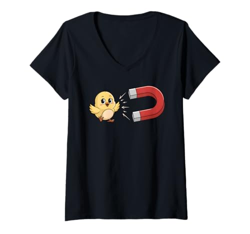 Damen Küken-Magnet T-Shirt mit V-Ausschnitt Damen Küken-Magnet T-Shirt mit V-Ausschnitt von Magnet Magnetic