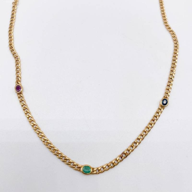 333Er Gold 8K Kette Mit Rubin, Saphir Und Smaragd Steinen von MagnetBerlin