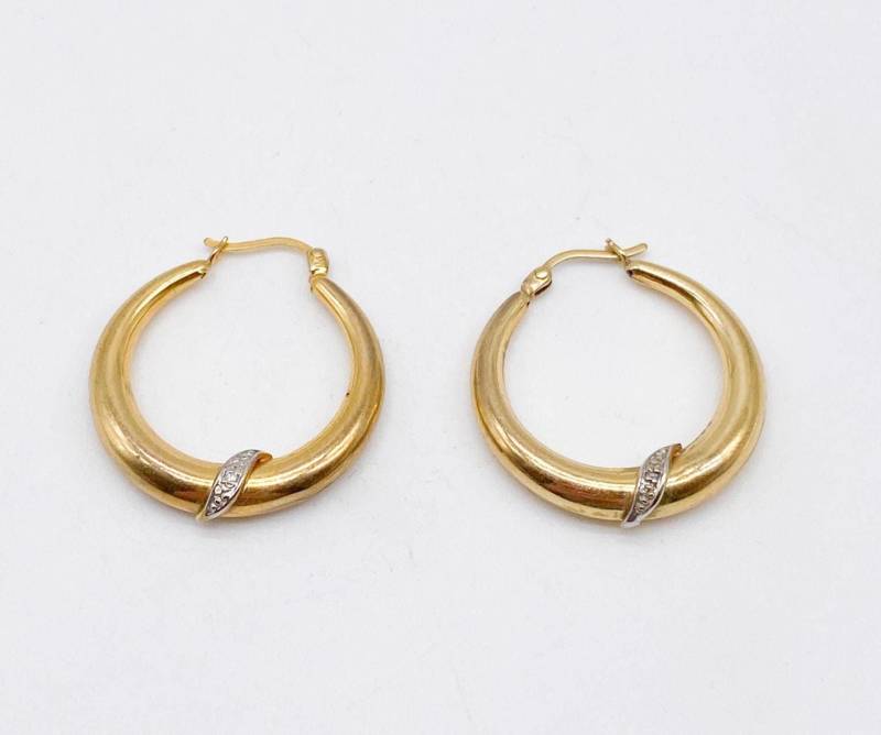 333Er Gold 8K Vintage Ohrringe Kreolen Creolen Mit Keinen Diamanten Echtem von MagnetBerlin