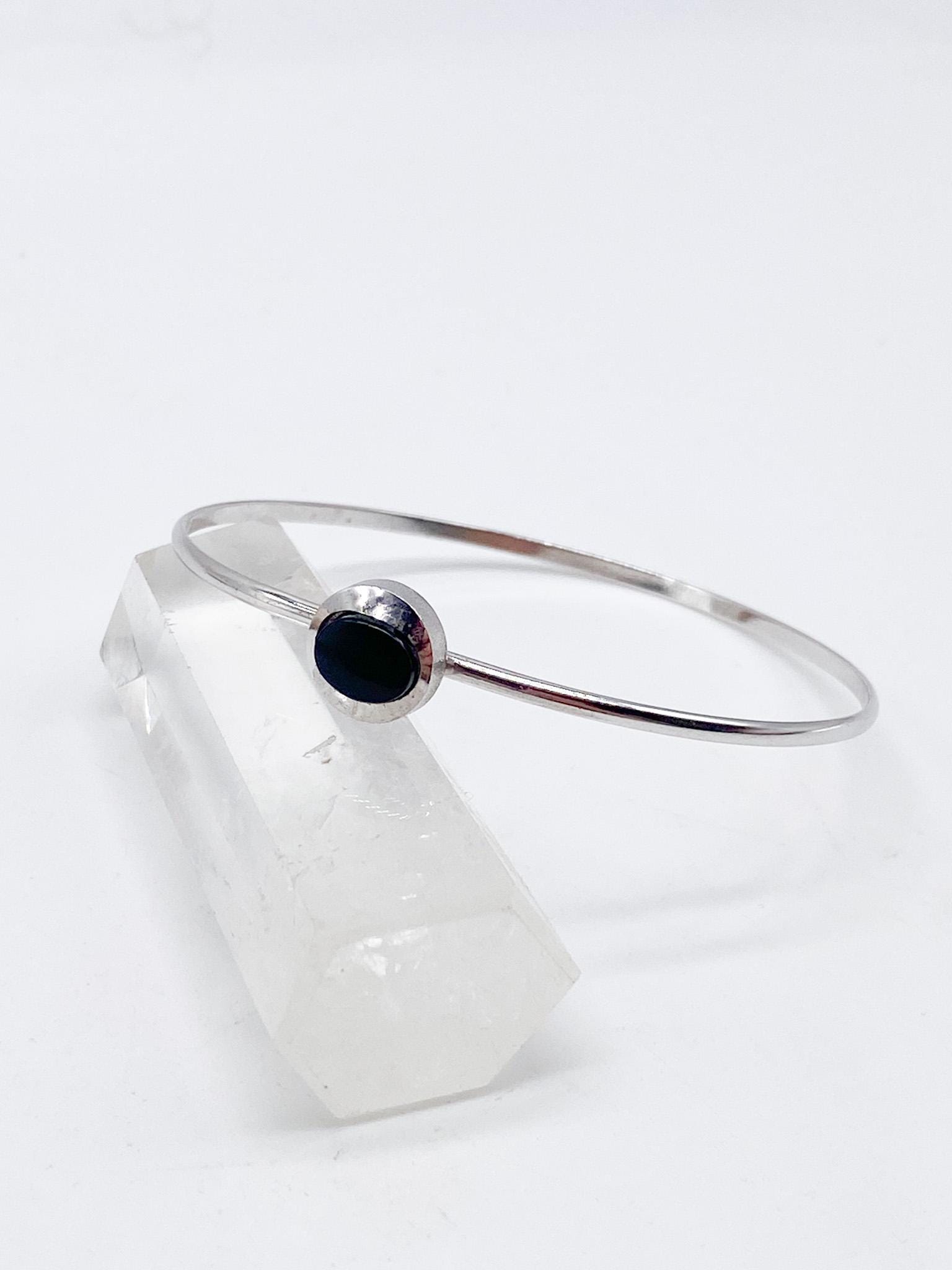 50Er Jahre Theodor Klotz Teka Armband Mit Onyx, Schmuck Deutschland, 925 Silber von MagnetBerlin