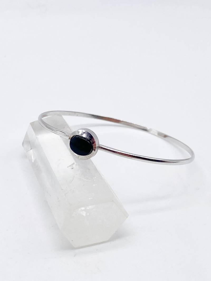 50Er Jahre Theodor Klotz Teka Armband Mit Onyx, Schmuck Deutschland, 925 Silber von MagnetBerlin