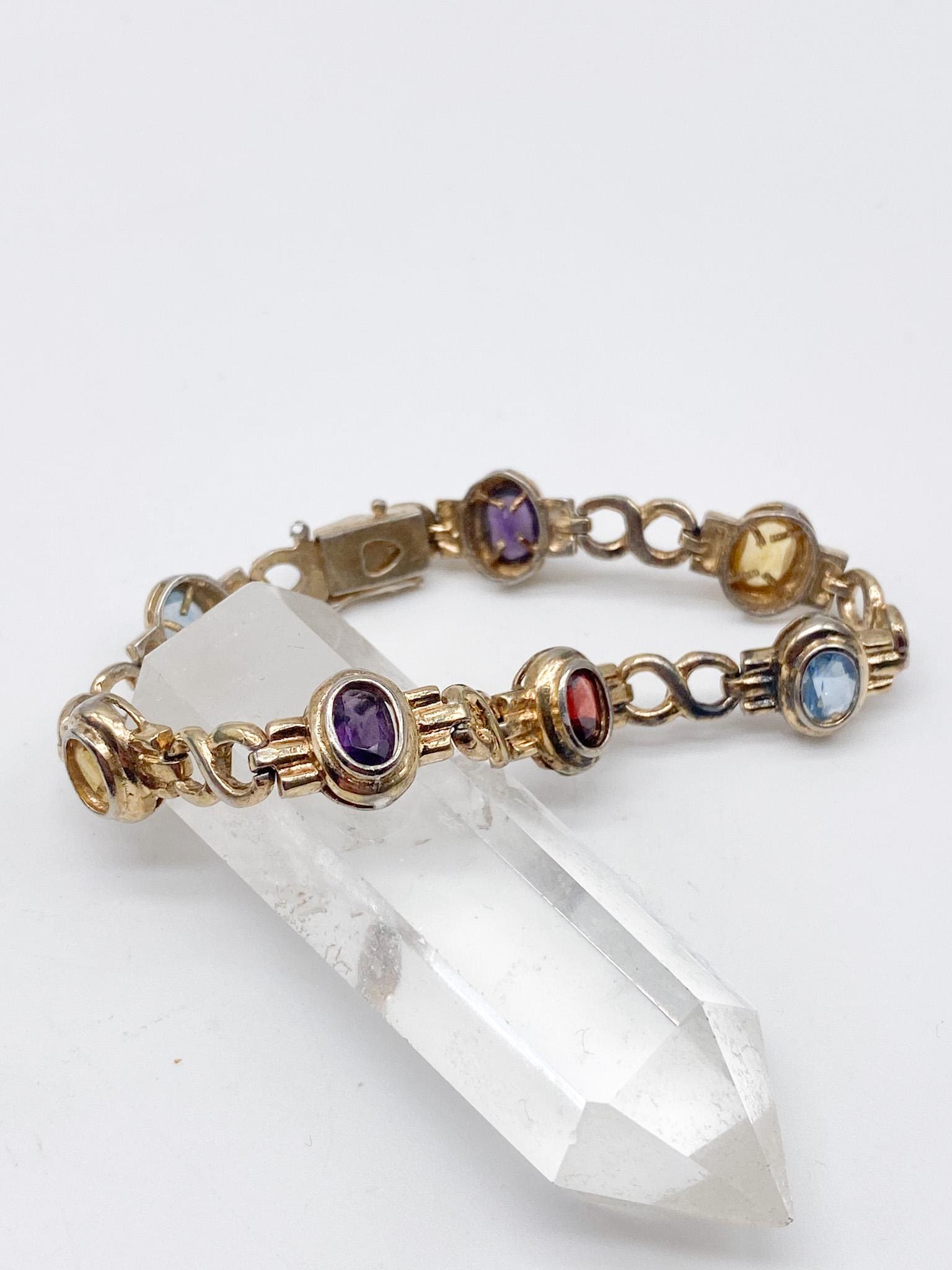 60Er Jahre Armband Mit Steinen Aus 925 Silber Vergoldet von MagnetBerlin