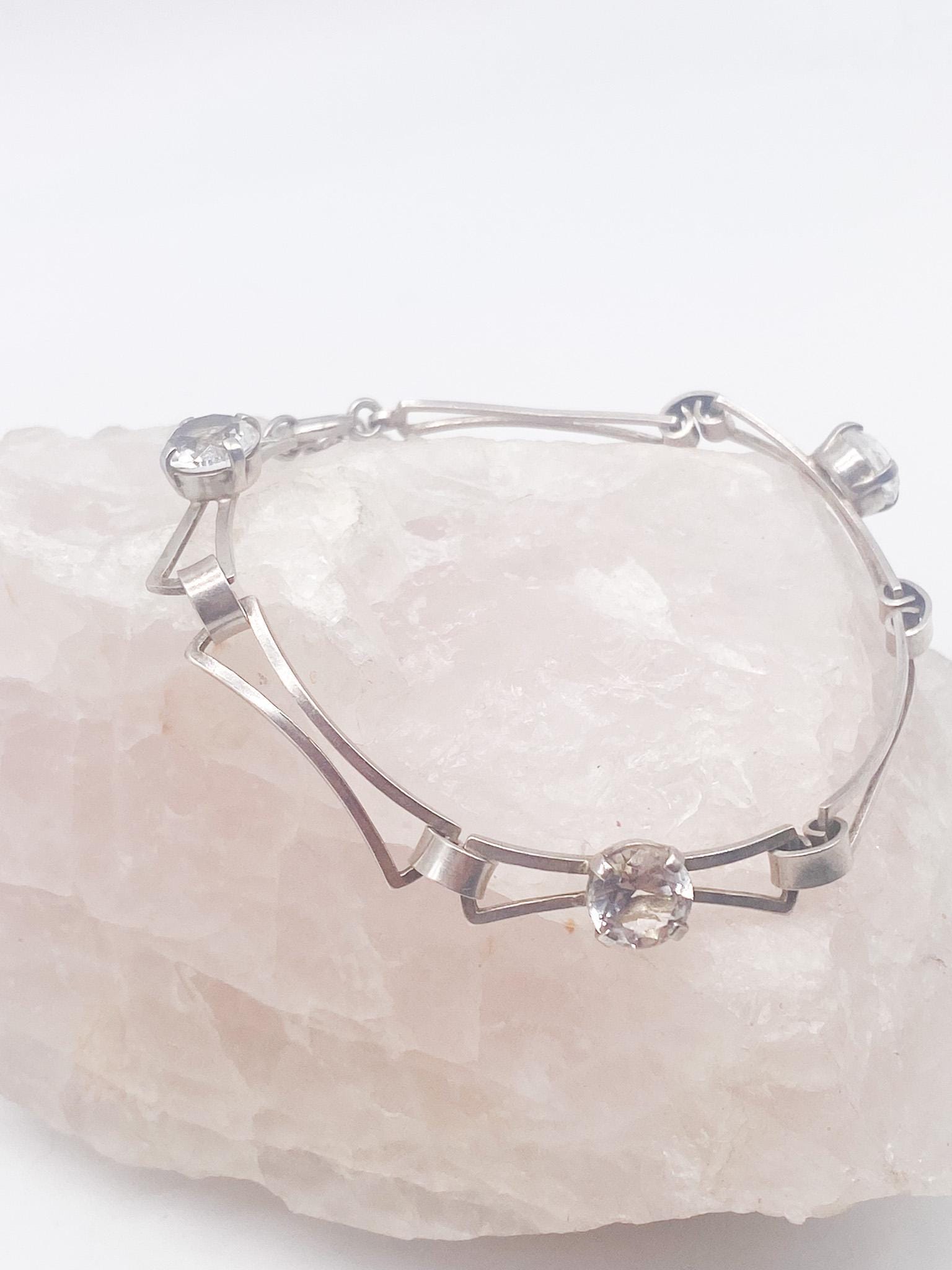 60Er Jahre Bergkristall Armband Aus 835 Silber von MagnetBerlin