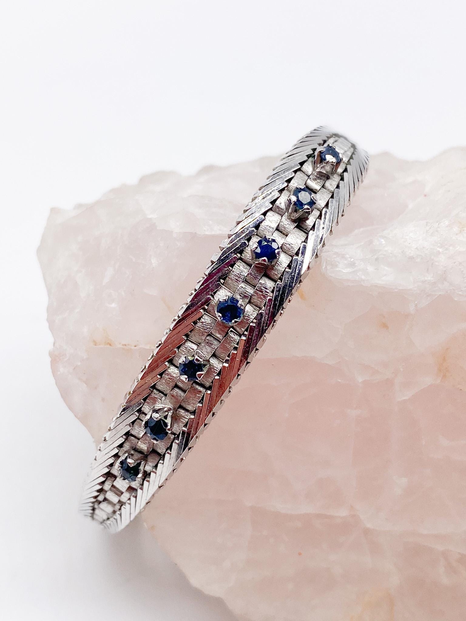 60Er Jahre Saphir Armband Aus Altem 835 Silber von MagnetBerlin